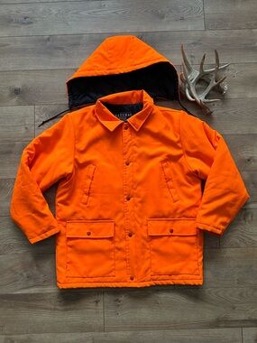 Vintage Natural Habitat Blaze Orange Hunting Jacket Made in Canada | Boys 16-18